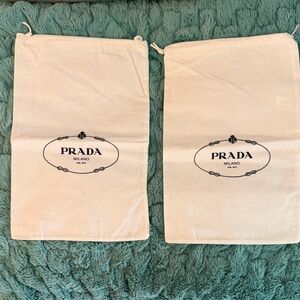 PRADA NWOT 2 cotton flannel dust bags with drawstring - perfect for shoes 8”x13”